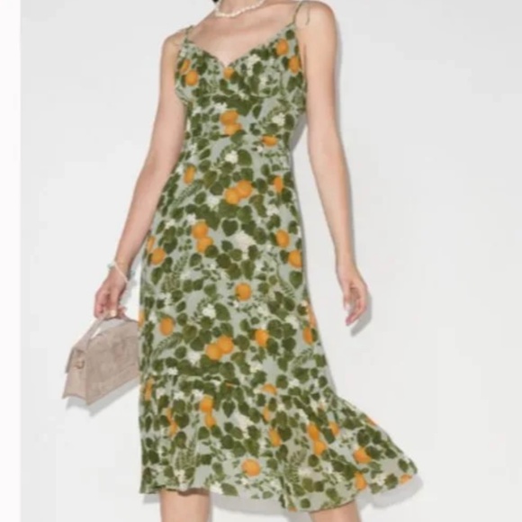 Reformation Green and Orange Midi Dress - Picture 2 of 8